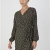 Brave Soul Black / Yellow Floral Long Sleeve Mini Wrap Dress -Style Nest Store 29690