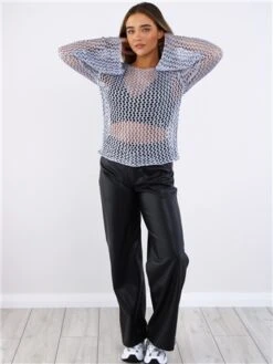 Saint Genies Grey Diamonte Knit Top -Style Nest Store 29703 2