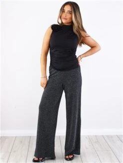 Pieces Black / Black Lina Hw Wide Pants -Style Nest Store 29706 2