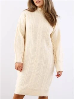 Dv8 Cream Cable Knit Jumper Dress -Style Nest Store 29711 1