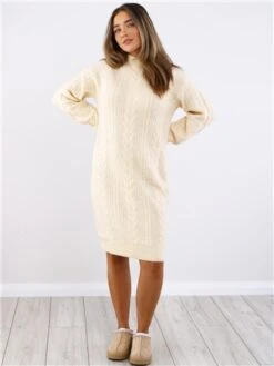 Dv8 Cream Cable Knit Jumper Dress -Style Nest Store 29711 2