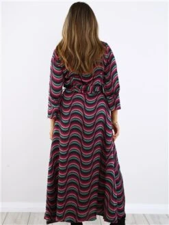 Ax Paris Purple Print Tie Waist Midi Shirt Dress -Style Nest Store 29713 3